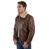 Chamarra Wrangler para Caballero de Piel Genuina con Cuello de Borrega Desmontable.